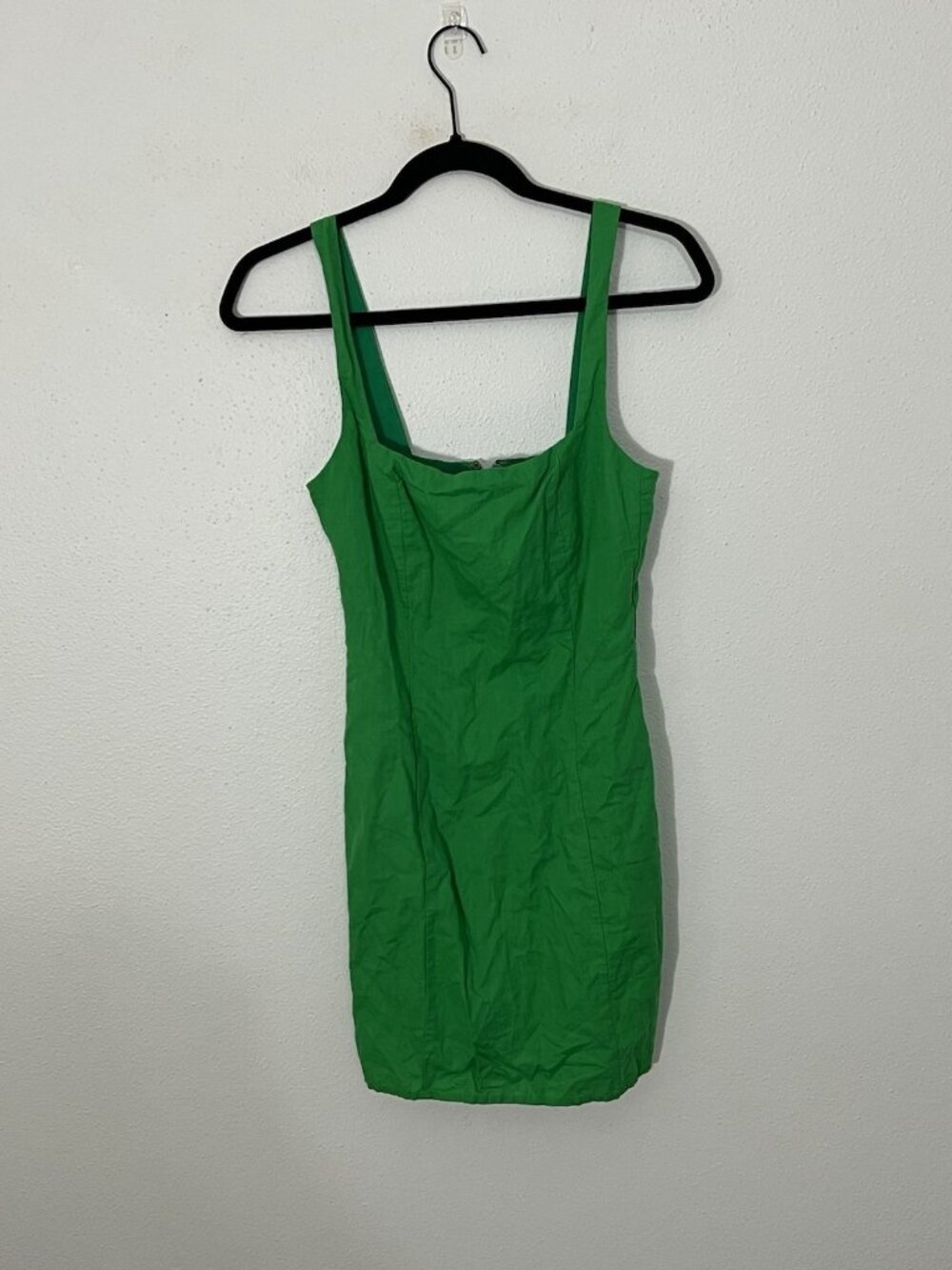 AQUA Green Linen Cotton Blend Sweetheart Neck Mini Dress Sleeveless Size XS